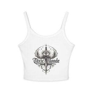 Toxic Blonde Crop Tank Top — Edgy Rose & Dagger Graphic Spaghetti Strap Top