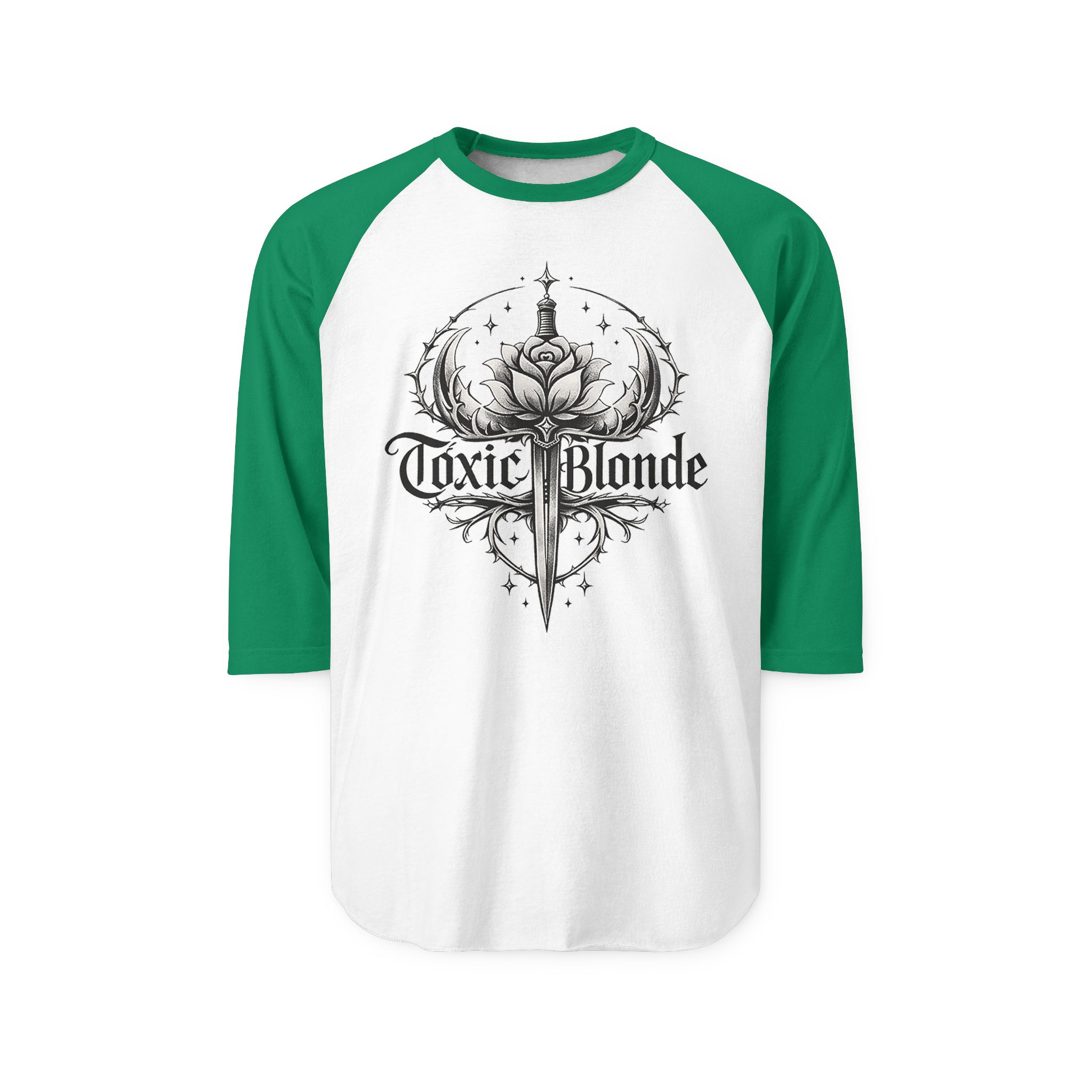 Toxic Blonde Raglan Shirt — Sword & Rose Graphic 3/4 Sleeve